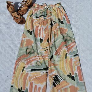 SHEIN VCAY Color Block Elastic Waisted Wide Leg Pants